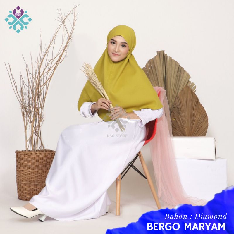 Bergo Maryam Diamond Ukuran M Non Pad Hijab Instant Tali Jilbab Syari Kerudung Mariam Tanpa Pet