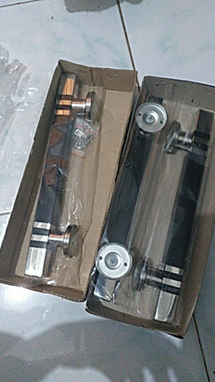 Handle Pintu Rumah Hitam Black Pendek 25 Cm Kombinasi Tarikan Pintu Kotak Gagang Pintu Kunci Pintu