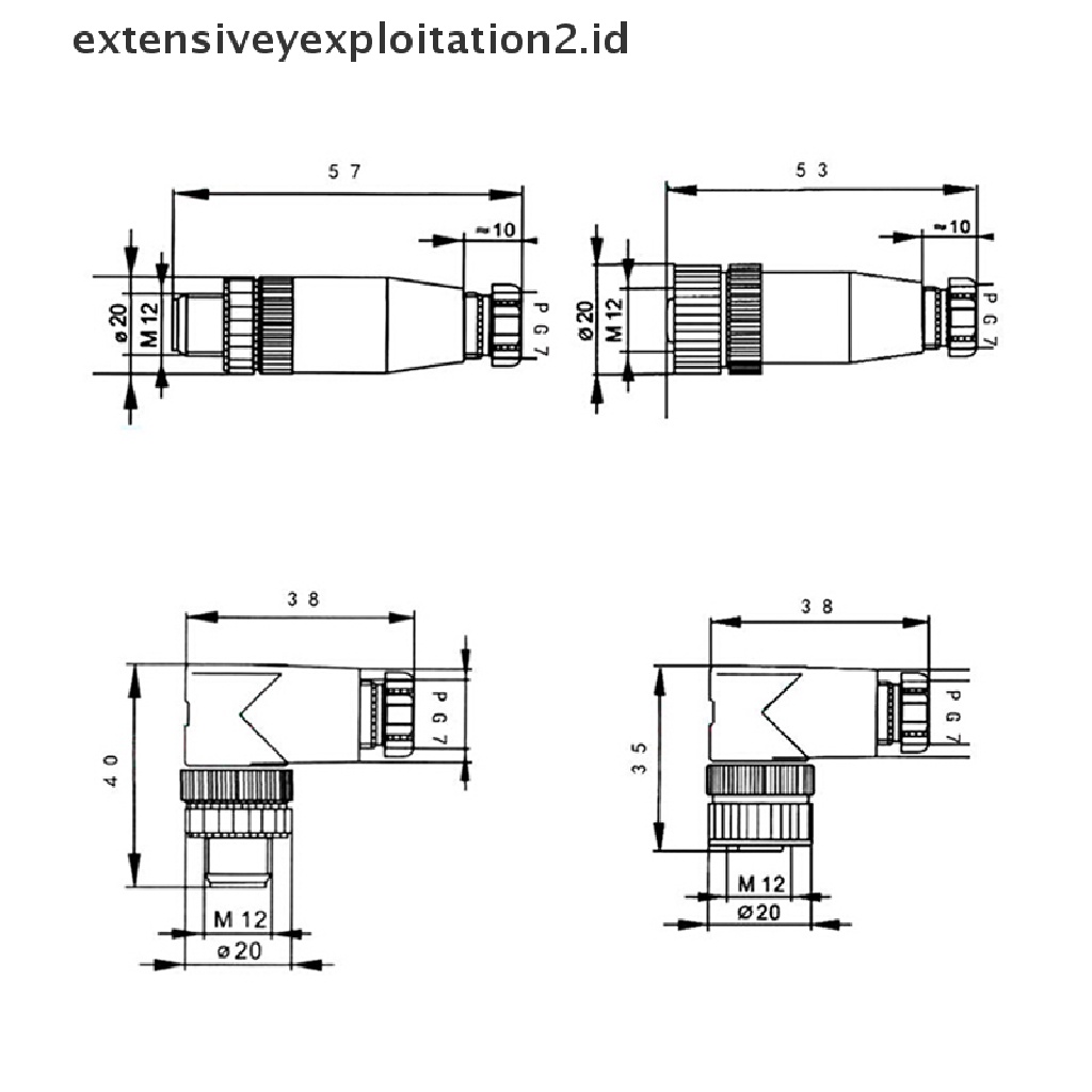 1pc Konektor Sensor M12 3per4/5pin Male/Female Sudut Lurus/Kanan