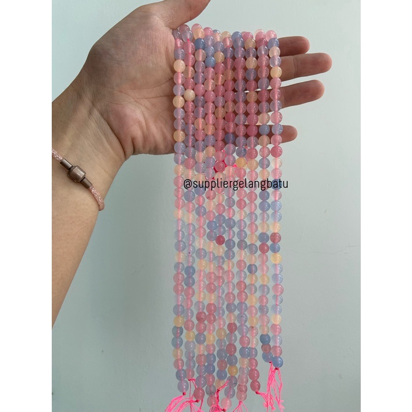 Natural Morgan 8mm morganite pink biru kuning batu manik candy craft bahan kalung gelang kerajinan tangan craft manik crystal batu alam asli citayam fashion week