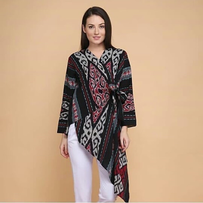 Blouse osaka series tenun etnik lombok toraja - Hitam