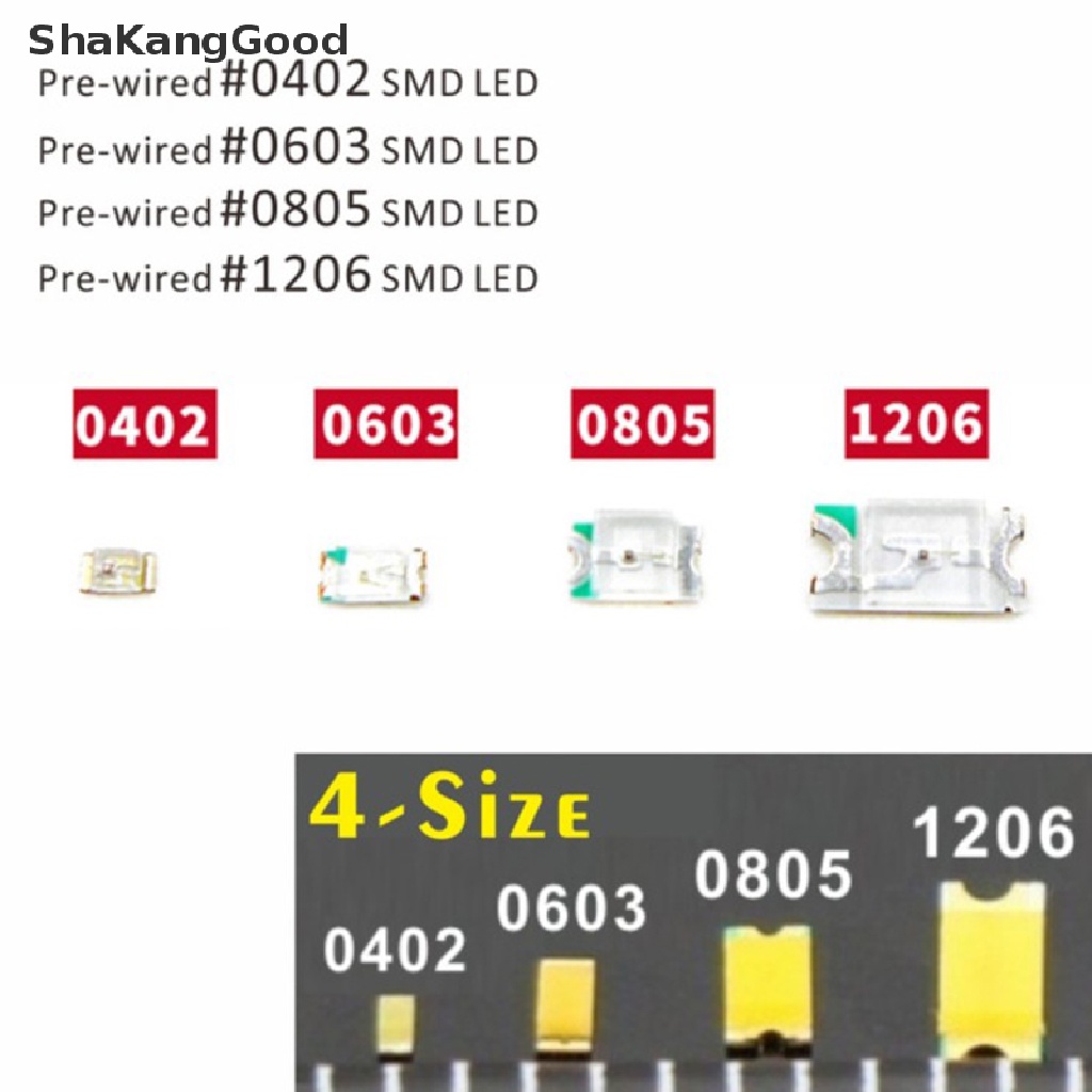 20pcs Lampu Dioda Led Pre-Soldered Micro Smd 0402 # 0603 # 0805 # 1206