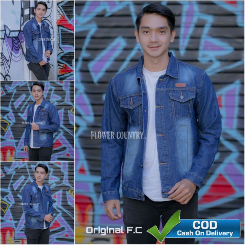 Jaket Jeans Pria Ring CKC Sekrap Original Flower Country