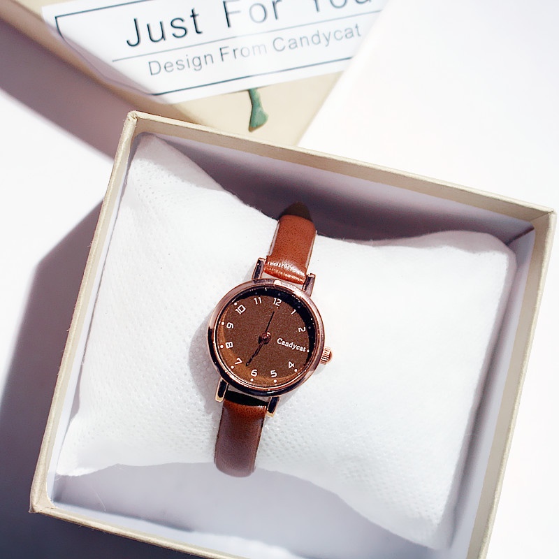 Jam Tangan Wanita A0021 Schoolgirl Simple Fresh Small Dial Thin Belt Quartz Watches