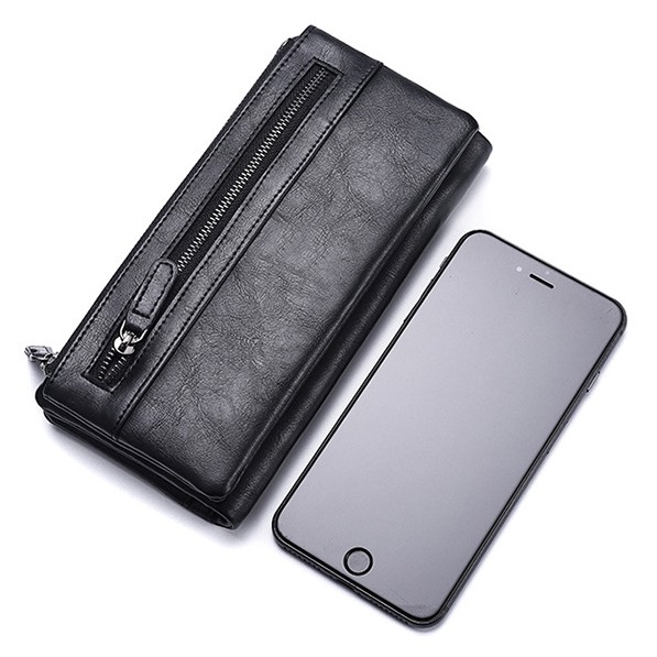 DEABOLAR Dompet Pria Bahan Kulit - Black