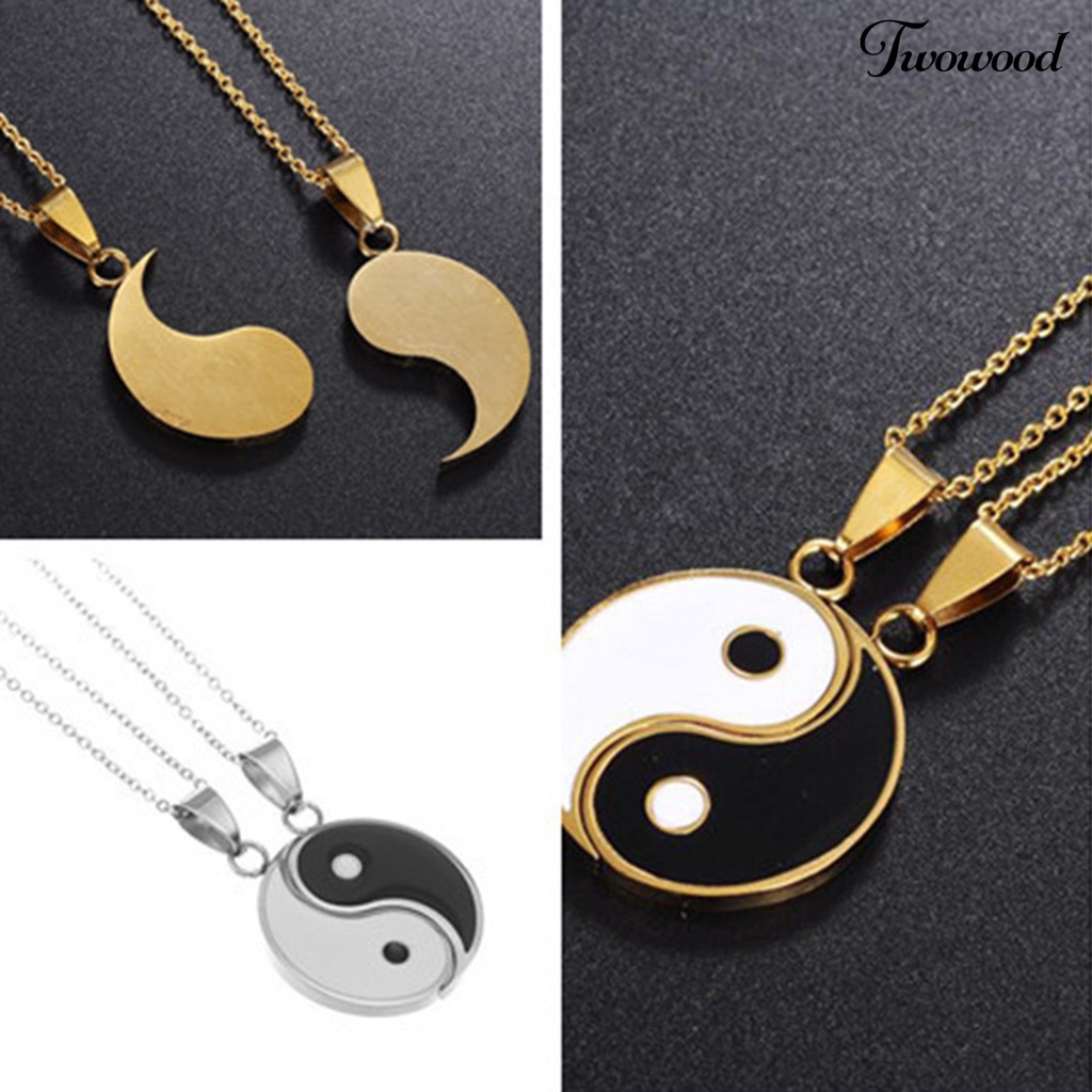 1 Pasang Kalung Liontin Tai Chi Warna Contrary Gaya Tradisional Untuk Pria