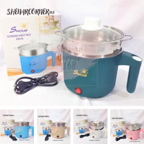 SHENAR PANCI LISTRIK WAJAN KUKUS ELEKTRIK FRYING PAN PORTABLE ELECTRIC COOKING POT WITH STEAMER PANCI - GRANADA SEVILLA SUNDAY HOTPOT, SHENARCORNER168