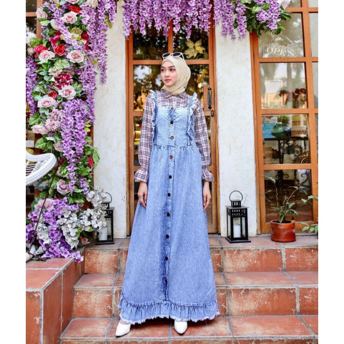 VENOY OVERAL JEANS / baju kodok /gamis remaja