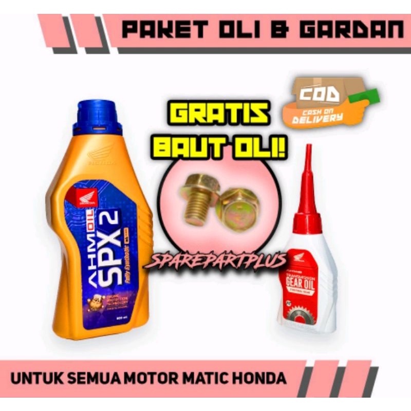 PAKET OLI SPX 2 MATIC GRATIS BAUT OLI UNTUK MOTOR MATIC HONDA BEAT, VARIO, SCOOPY, SPACY. AHM