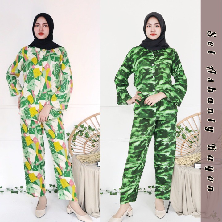 IZANY Set Kemeja ASHANTY KODE 002 / Daily Set / Tie dye Rayon Import