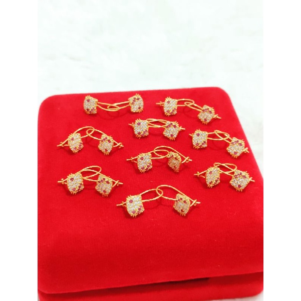 ANTING HELLOKITY IMPORT LAPIS EMAS 24K WARNA GOLD