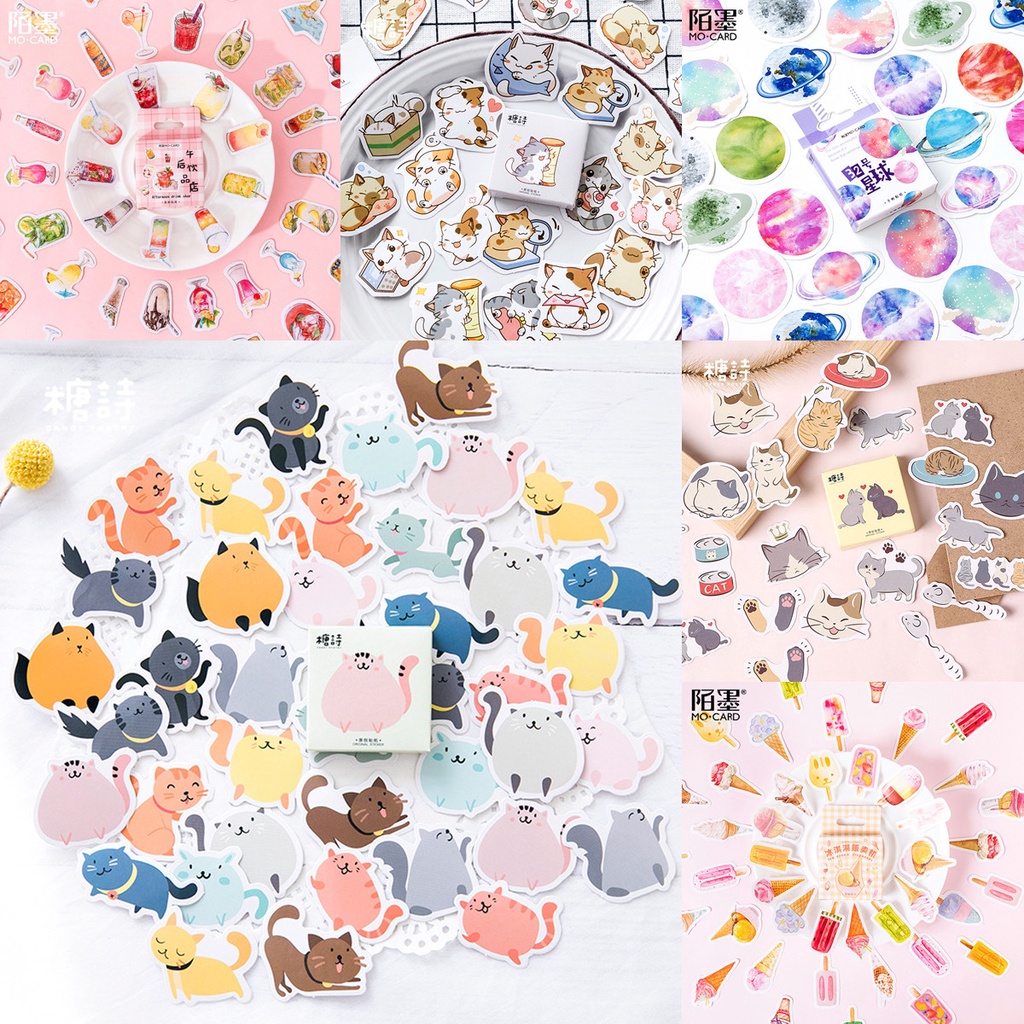 45pcs/set Candy Poetry Cat Diary Paper Sticker Creative Handbook DIY Decorative Sticker