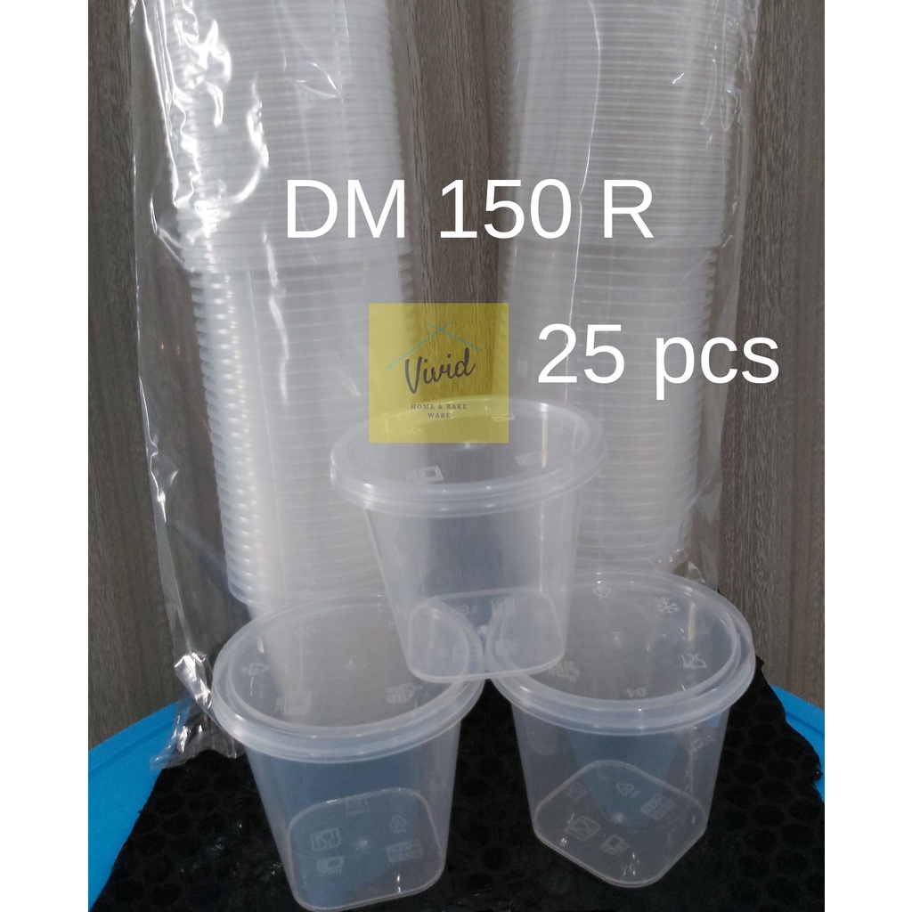 Thinwall Cup Plastik Alas Rata Tempat Saus Kue DM 150 ml - Cup Plastik ANTI PANAS (25 pcs)