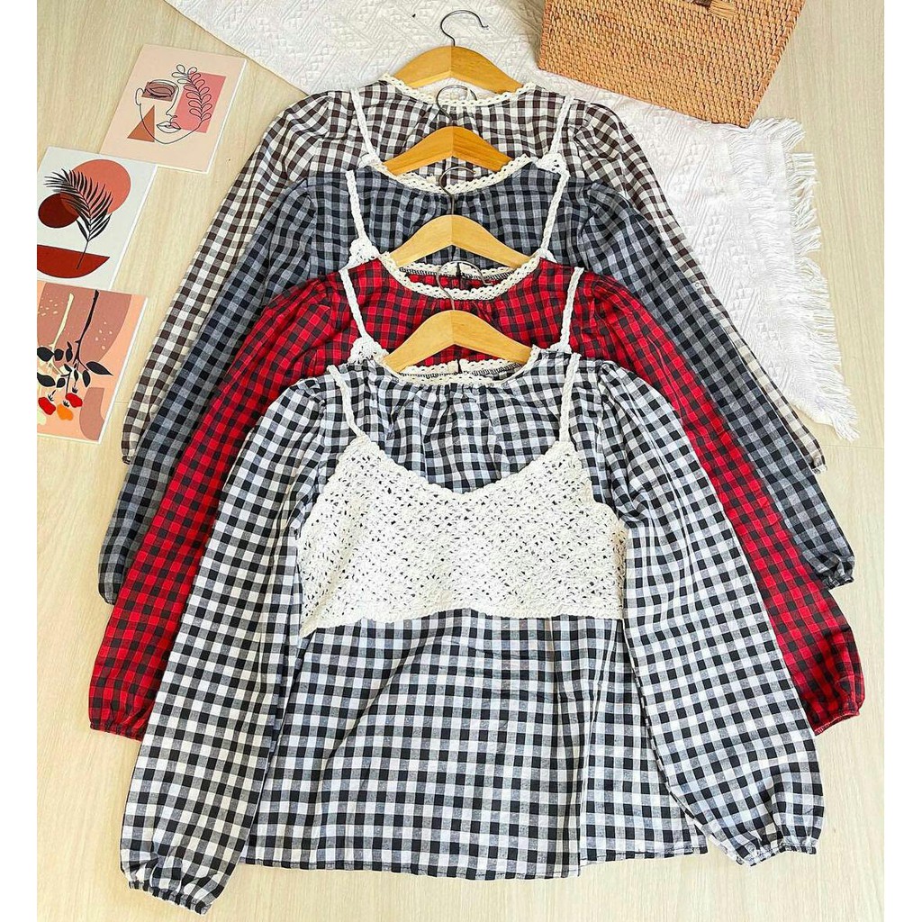 Vest Korean Top Blouse Rajut Import Korean Style / Set Rompi Rajut Korean