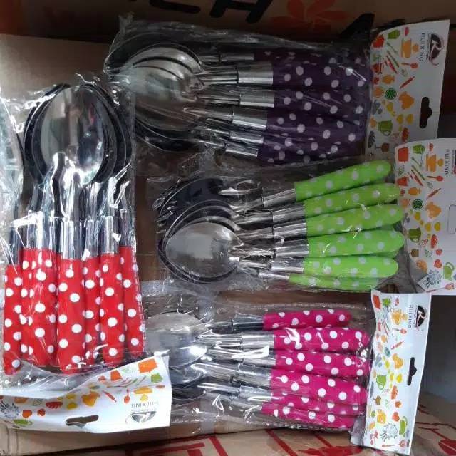 SENDOK POLKADOT 12 PCS / SENDOK MAKAN / GARPU POLKADOT 1 LUSIN