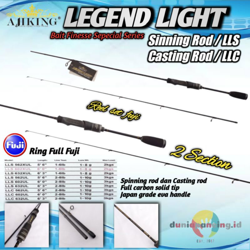 Joran ajiking legend light 602 632 ultra light sepesifikasi seperti ultra light casting daido empero
