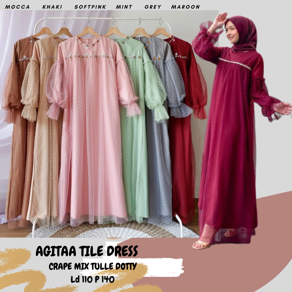 AGITAA TILE DRESS/DRESS TILE LD 104/DRESS TILE MEWAH LEBARAN/DRESS SERAGAMAN/DRESS PESTA TERBARU