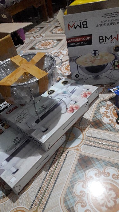 Set 4 Prasmanan Segi Stainless + 1 Warmer Stove Bulat + 5 Sendok Paket Hemat - Alat Dapur Pontianak