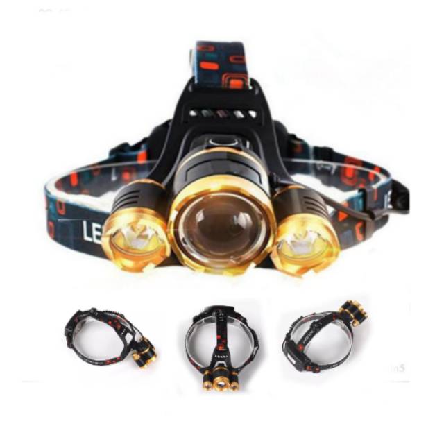 Headlamp cree XM-L 3T6 10000 lumens senter kepala ikat berburu malam camping hutan goa