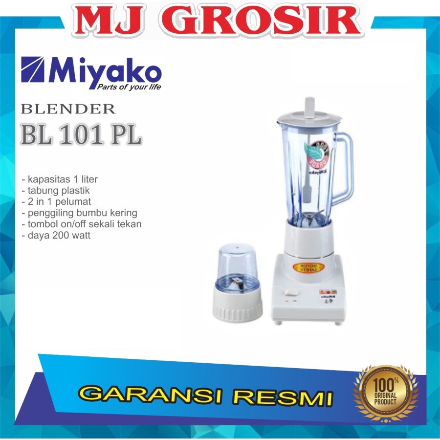 BLENDER MIYAKO BL 101 PL 2 IN 1 SERBAGUNA BAHAN PLASTIK 1 LITER