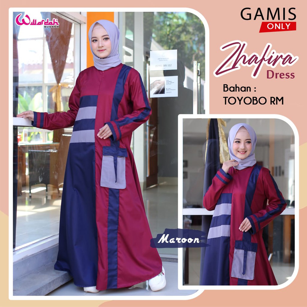 Zhafira Dress Gamis bahan Toyobo RM size L / Gamis Saja