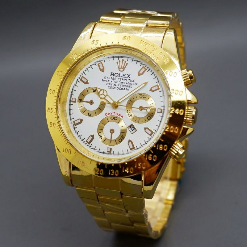 COD Jam Tangan Pria Rolex Deytona Rantai Chrono Variasi Tanggal Aktif