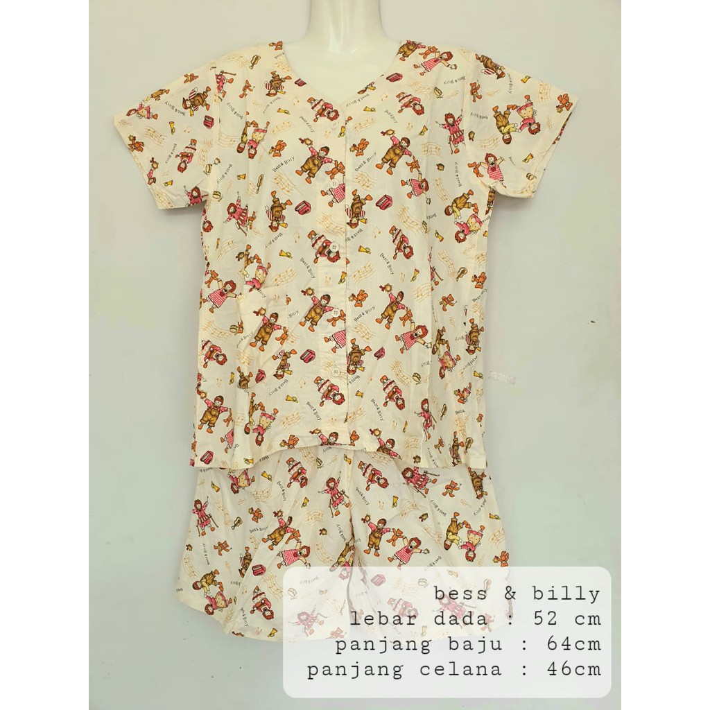 Baju tidur babydoll piyama dewasa kain katun halus premium Bess & Billy