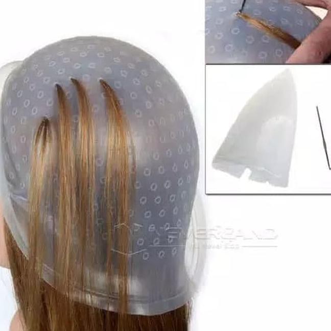 A Topi Highlight Karet Cap Silicone Bleaching Cat Rambut Salon Magicap Shopee Indonesia