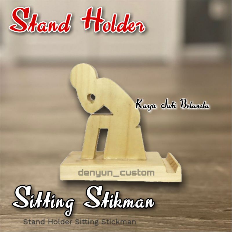Stand Holder Hp Tablet Penahan Hp Dudukan Hp Bahan Kayu Jati Belanda Karakter Unik