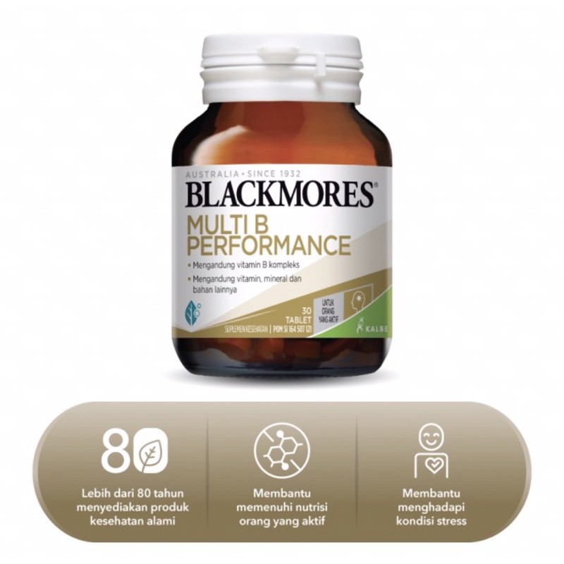 Blackmores multi B performance isi 62 tablet (mengurangi stress &amp; memenuhi kebutuhan vitamin harian)