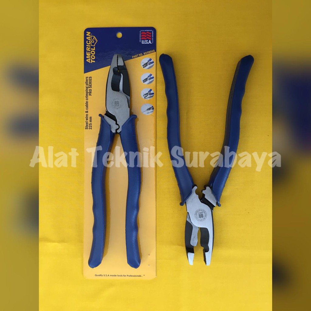 AMERICAN TOOL TANG POTONG KABEL 9" INCH / STEEL WIRE & AND CABLE CRIMPING PLIERS 225 MM