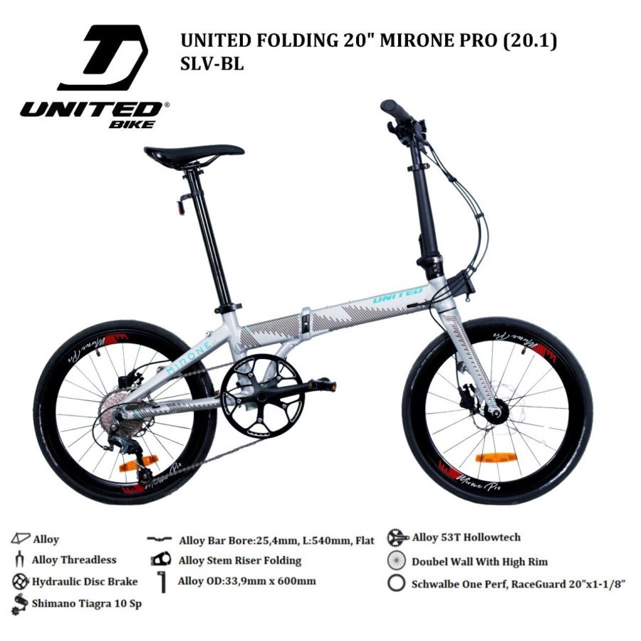 Sepeda lipat 20 united mirone pro 10 speed folding bike