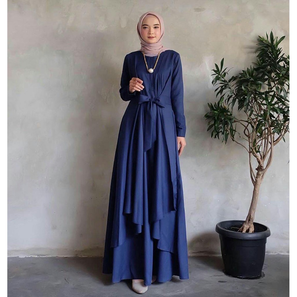 Gamis Polos Jumbo Ld 120 130 140 ALUNA DRESS S M L XL XXL XXXL 5L Gamis Hitam Wanita Remaja Murah