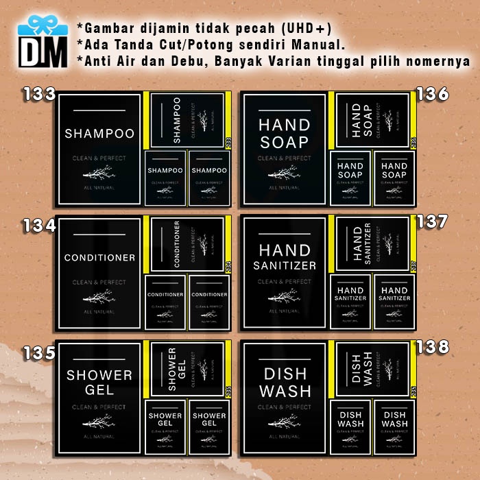 

Sticker Stiker Label Bottle Botol Kamar Mandi model Aesthetic Lucu Hitam Putih 133-170