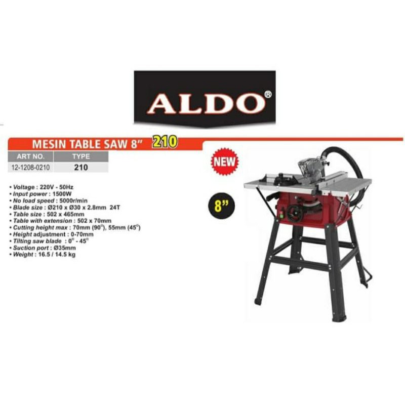 Mesin Table Saw 8 Inch ALDO Tipe 210