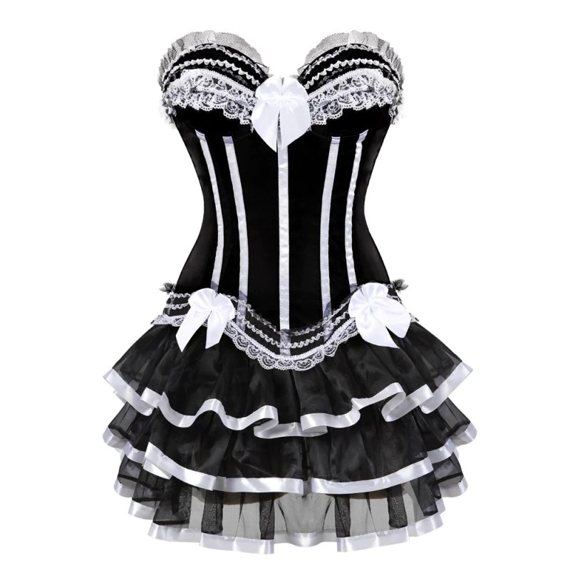 Bebas Ongkir Plus Size White Corset Dress Sexy Women Skirt Corset Bustier Push Up Gothic Corset Shopee Indonesia