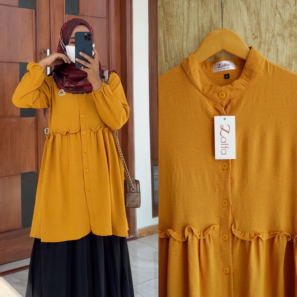 AMALINA tunik by ZALFA OUTFIT / tunik polos / kemeja panjang / tunik crincle