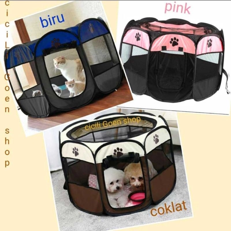 KANDANG kucing anjing dll 8 panel TENDA LIPAT segi delapan PORTABLE pagar tahan air oktagonal