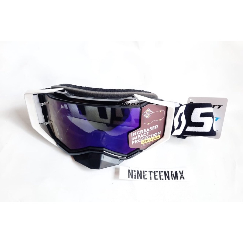 GOGGLE CROSS SCOTT PUTIH HITAM FULLSET 2 LENSA