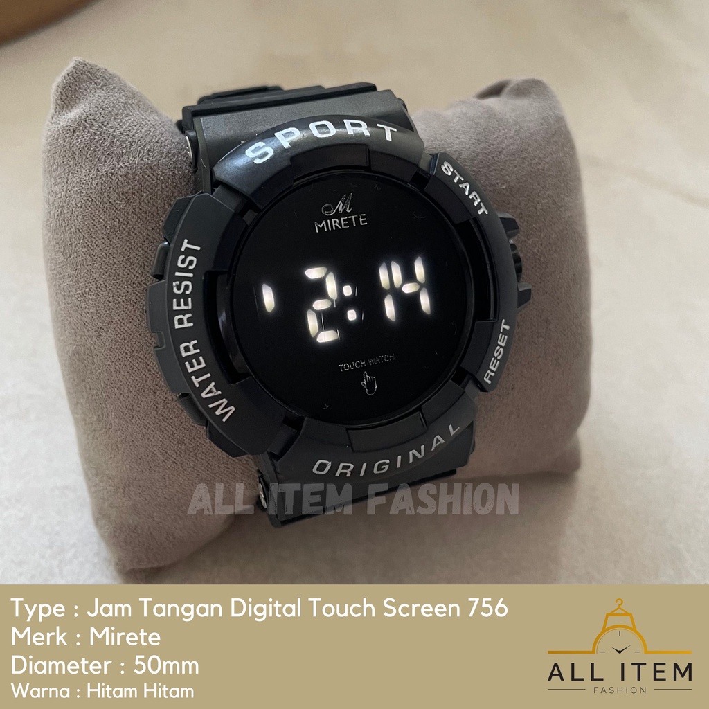 COD✅ Jam Tangan Digital Touch Screen Mirete 756 / Sport Watch / Jam Fashion / Jam Modern Layar Sentuh / Tanggal Bulan Tahun