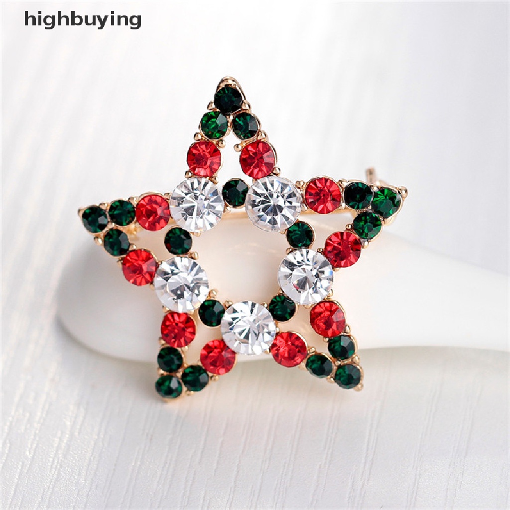Hbid 1pc Bros Pin Desain Bintang Natal Hias Kristal Berlian Imitasi Untuk Hadiah