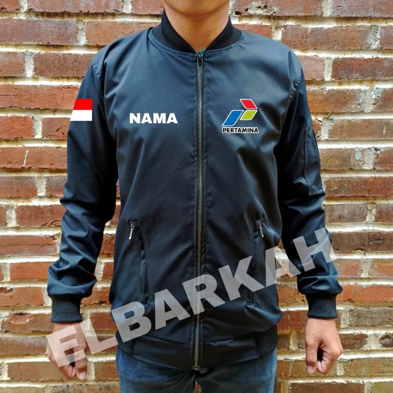 JAKET BOMBER LOGO PERTAMINA JAKET BOMBER BISA CUSTOM LOGO SENDIRI jaket bomber waterfroop jaket bomber terbaru