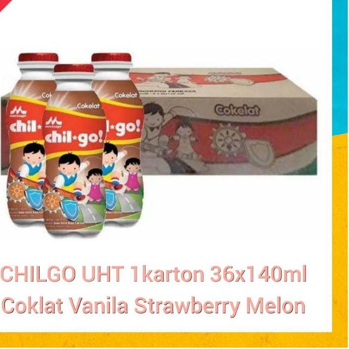

Model Baru CHIL GO UHT 1 KARTON 36 BOTOL COKLAT STRAWBERRY VANILLA MELONMADU PISANG chilgo 6X140 ml KALBE .,