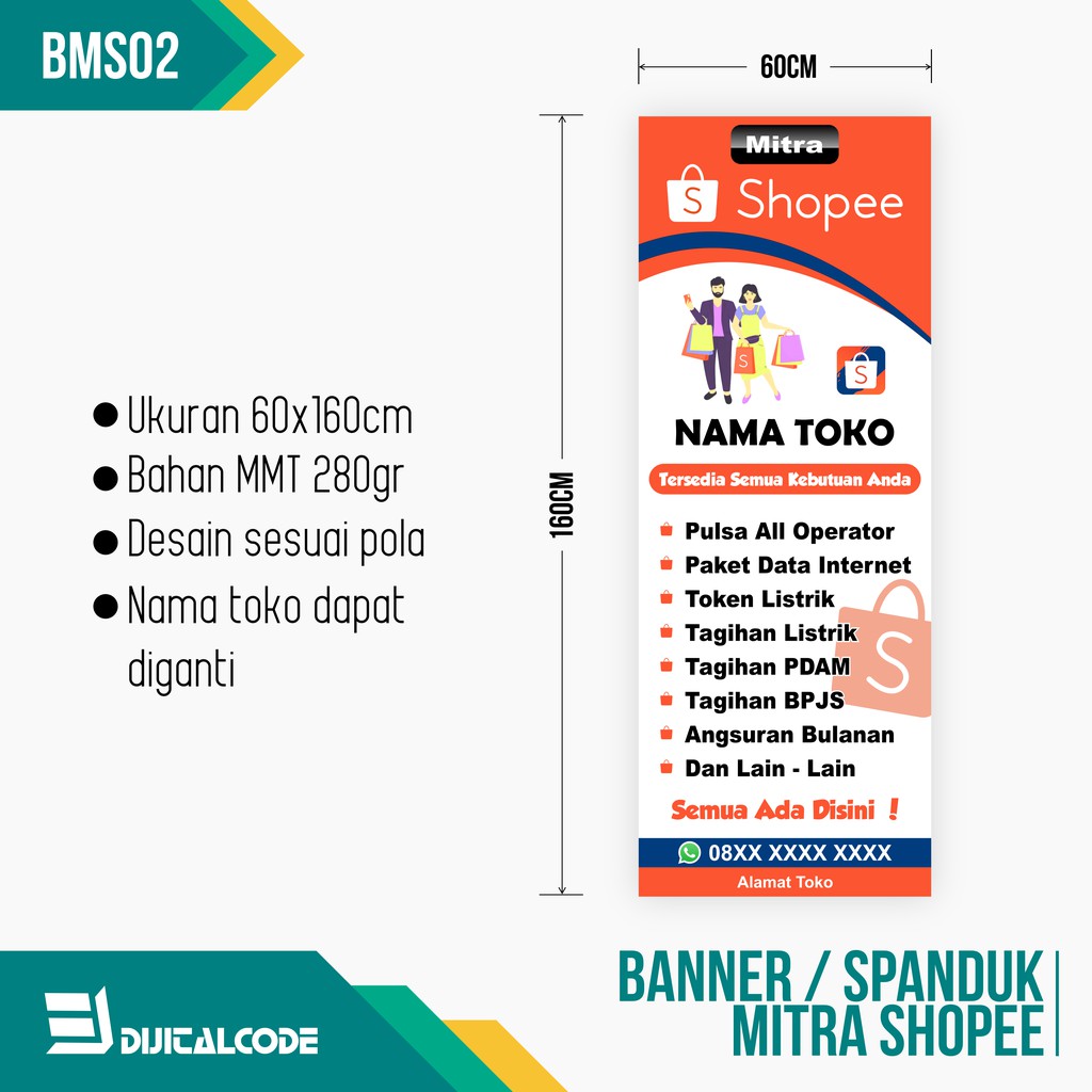 BMS02 Spanduk Banner Mitra Shopee 60x160cm