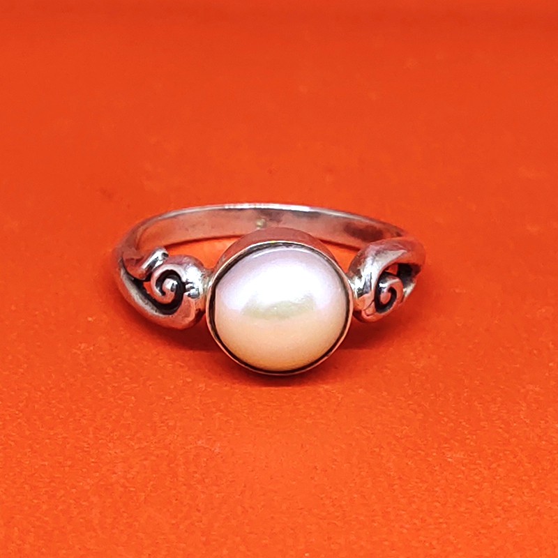 Cincin Ring Perak Silver Bali Ukir Polos Mutiara Pearl Asli 925 Pria Laki Wanita Keren Elegan Custom