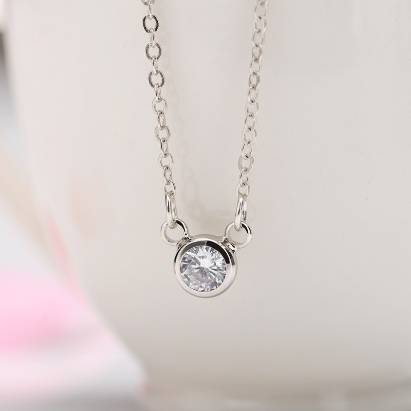 Kalung Wanita Necklace Women Silver Sederhana Zirkon Rantai Berlian Kalung Klavikula Tunggal