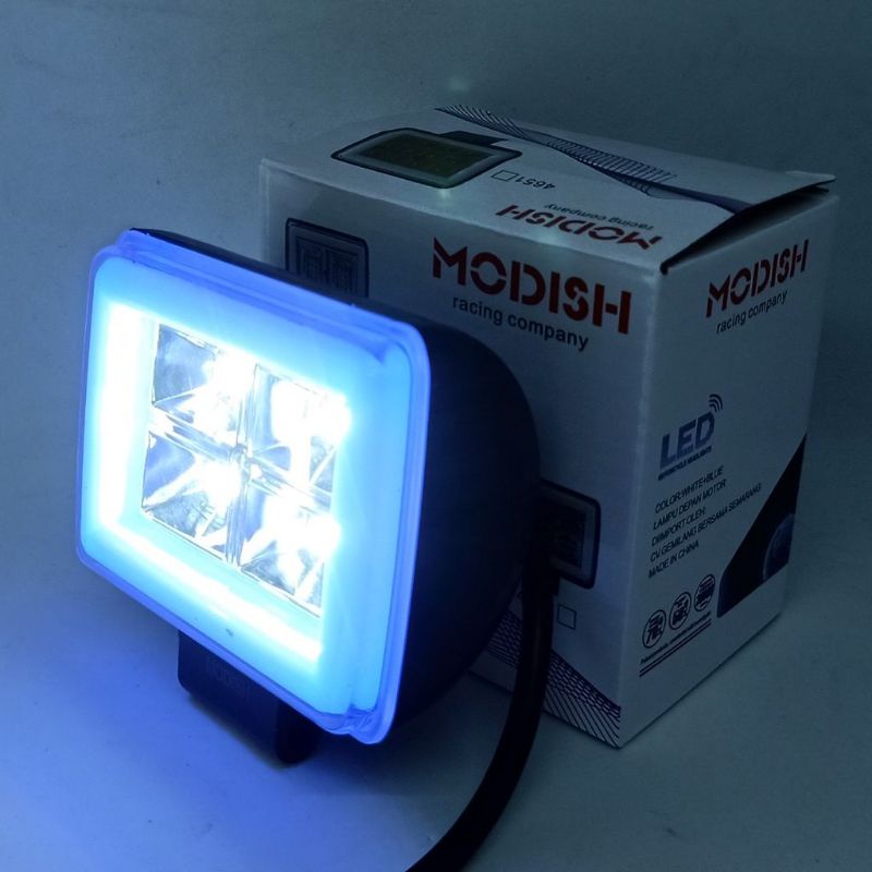 Lampu tembak sorot CWL LED 12 Mata senja engel biru FLASH buat motor/mobil