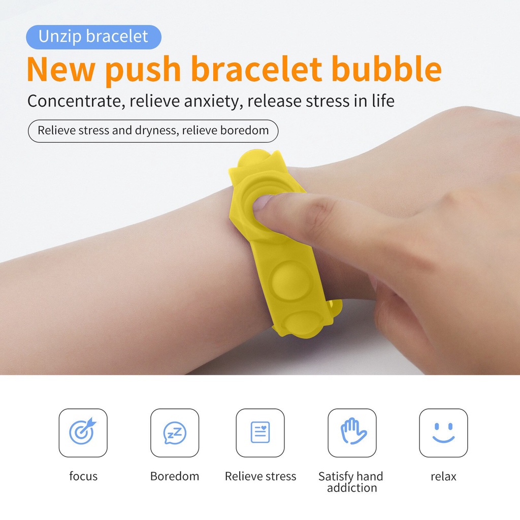 Pop It Fidget Toy Soft Silicone Decompression Bracelet Gifts Antistress Bubble Wristband Stress Relief Toy