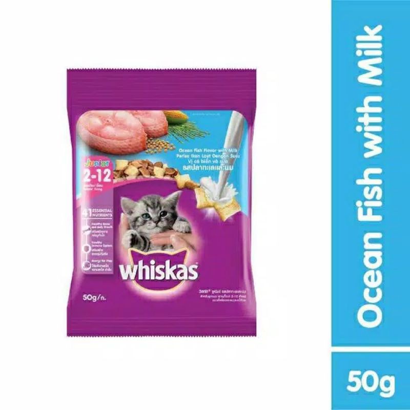 Whiskas junior ocean fish 50 gram Dry Cat Food 50gram Makanan Anak Kucing