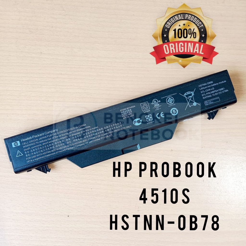 Baterai HP Probook 4510s 4515s 4710s 513130-321 535808-001Original - Black HP 513130-321 535808-001 591998-141 593576-001 HSTNN-1B1D HSTNN-OB89 HSTNN-W79C-7 HSTNN-XB89 NBP8A157B1 NZ375AA